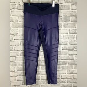 Nualime Navy Shiny Moto Legging Size M (W177)